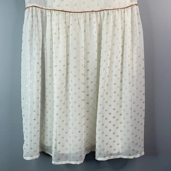 YUMI Ivory Gold Speckled Metallic Dress 2 Piece Sheer Sleeveless Coquette Size M - Picture 4 of 10